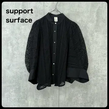 support surface 전체 레이스 볼륨 퍼프 슬리브 블라우스