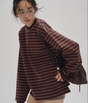 todayful Border Long T-shirts 브라운