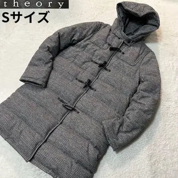 띠어리 후드 부착 다운 코트 하운드투스 체크 패턴 S 사이즈