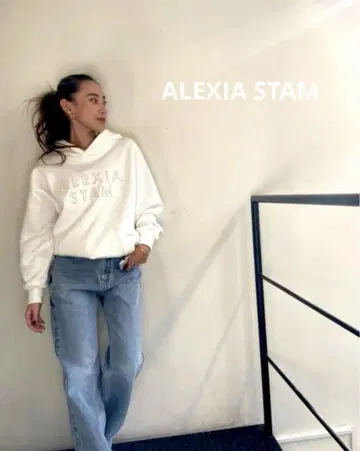 ALEXIA STAM 로고 후디 맨투맨 후드티 화이트
