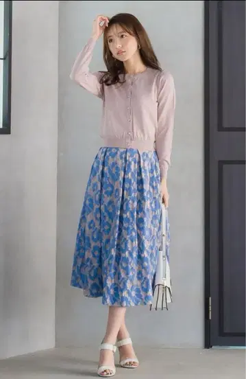 브라만 종아리 기장 플레어 스커트