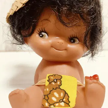 소프트 비닐 밀짚모자 오리엔탈 인형? 큐피 인형 쇼와 레트로