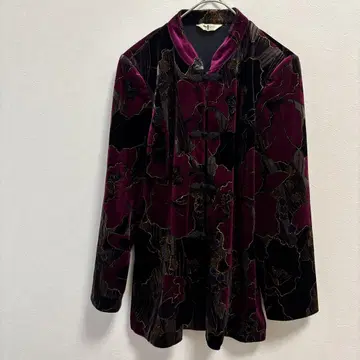 벨로아 차이나풍 자켓 꽃무늬 보라색 퍼플F 차이나버튼 여성용