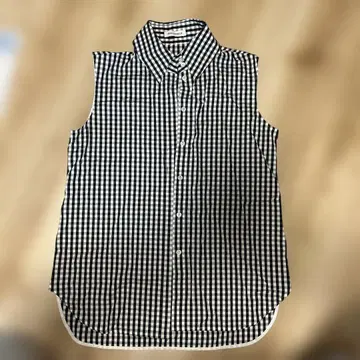 MADISONBLUE 매디슨 블루 블랙 체크 슬리브리스 셔츠 02 M