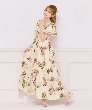 apres jour 어깨 리본 꽃무늬 원피스