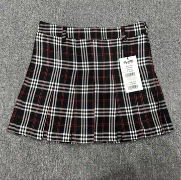 한국 브랜드 플리츠 스커트 블랙 레드 화이트 체크