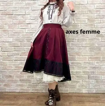 axes femme 장미 자수 바이컬러 스커트