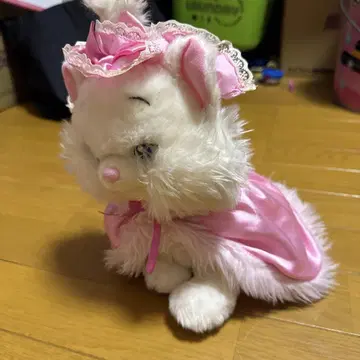 디즈니 마리 오샤레캣 고양이 봉제 인형 핑크 드레스 초레어