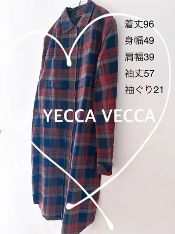 [ YECCA VECCA ] 체크 무늬 셔츠 원피스 롱 긴팔