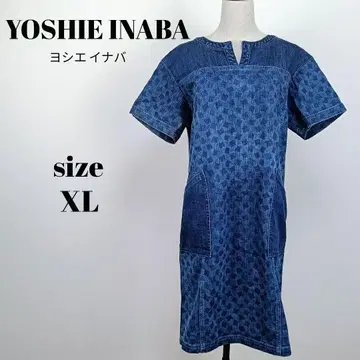 [ a1958 ] YOSHIE INABA 반팔 데님 원피스 13 블루