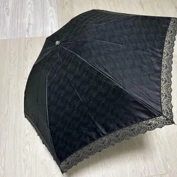 레이스 달린 블랙 접이식 양산
