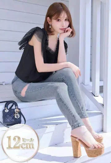 12cm 힐 코르크 플랫폼 샌들