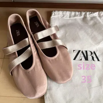 ZARA 핑크색 새틴 발레 슈즈 22.5 포멀