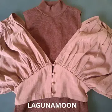 LAGUNAMOON 숄더 개더 레이어드 니트