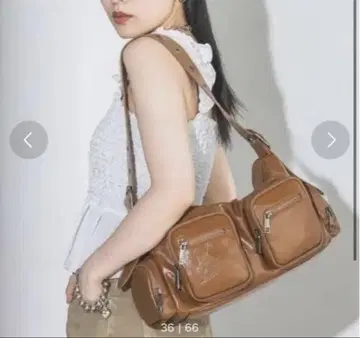 JEANASIS 브라운 숄더백 포켓 부착