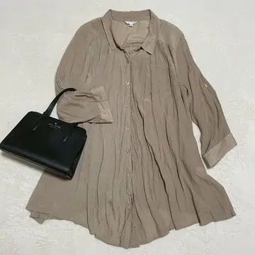 [ 빅 사이즈 ] 온러브오프 드레이프감 셔츠 시어 셔링 루즈핏 4L