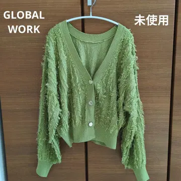 [ 미사용 ] GLOBAL WORK 자카드 프린지 가디건