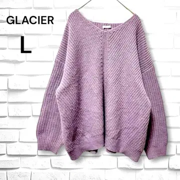 GLACIER V넥 니트 스웨터(L) 보라색 볼륨 소매 울 가을/겨울