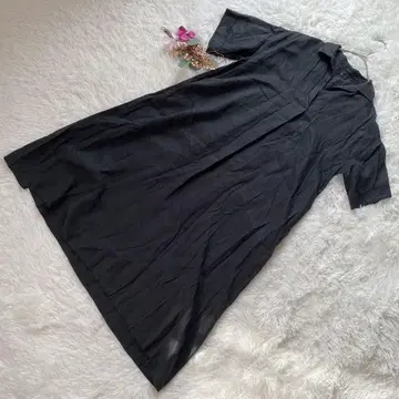 7-IDconcept. 블랙 셔츠 원피스 반팔 A라인 38호 M