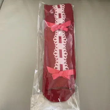 엔젤릭 프리티 양말 빨간색 카르테 리본 사다리 레이스 오버니