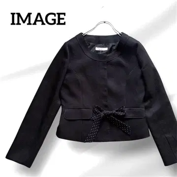 IMAGE 블랙 노카라 자켓 리본 포함 사이즈 9