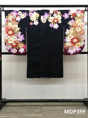 2척 소매 폴리에스테르 기모노 금채 문 의장 재패니즈 모던 하카마용