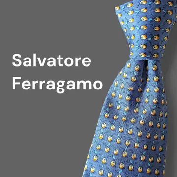 살바토레 페라가모 넥타이 비즈니스 블루 계열 체리 올 패턴