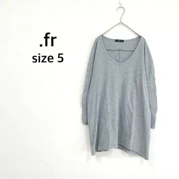 [ 도트 에프알 ] V넥 7부 소매 티셔츠 (XL) 그레이 빅 새상품급