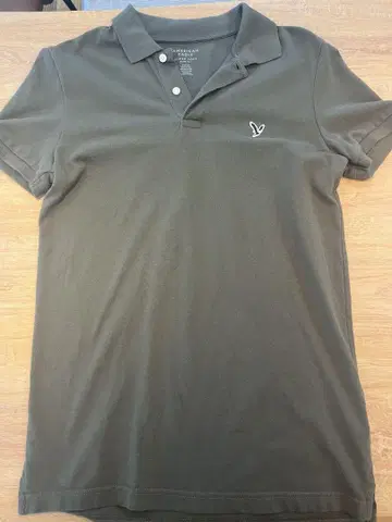 AMERICAN EAGLE 슬림핏 피케 셔츠 올리브 그린