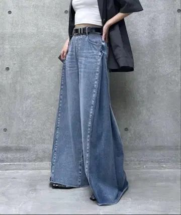 밑단부터 15cm까지 셀프 컷 와이드 프리 컷 데님 페이지 보이