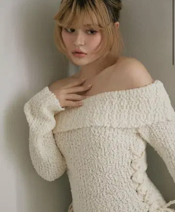 andmary Gia lace up knit ivory