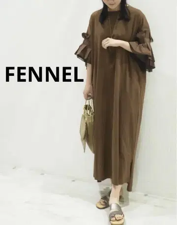 fennel 턱 프릴 슬리브 원피스 브라운 야마다 야마 스콧 클럽
