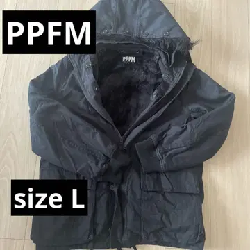 PPFM 후드 부착 다운 자켓 블랙