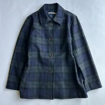 [새상품급] CROCODILE 울 자켓 체크 무늬 다크 그린 코트