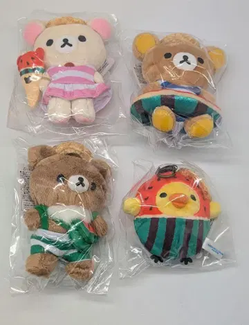 마호로바 마인즈 미우라 리락쿠마 외출 봉제 인형 키링 전 4종 세트