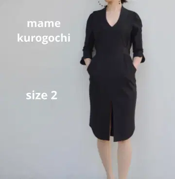 mamekurogochi V넥 저지 원피스 사이즈 2
