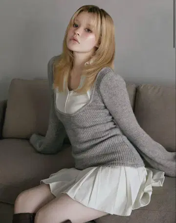 정품 andmary Demilayered minidress gray
