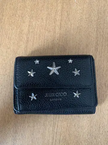 JIMMY CHOO 블랙 가죽 3단 폴더형 지갑