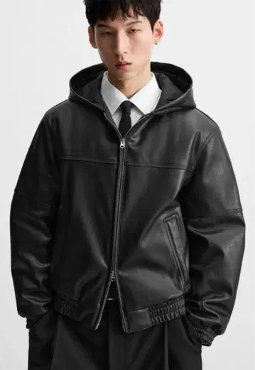 ZARA 자라 인조 가죽 후드 부착 자켓 L 사이즈 완판템