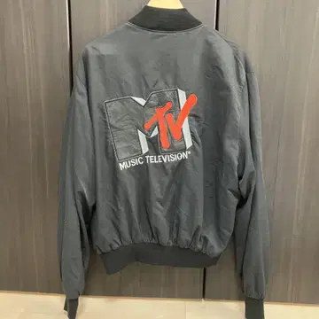 빈티지! MTV 백 와펜 봄버 자켓 블랙 USA제