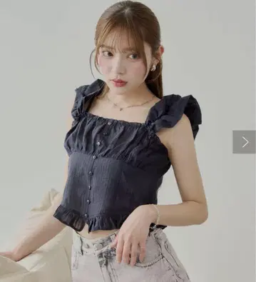 chico 시어 슬리브리스 블라우스 네이비