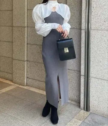 rienda 볼레로 세트 레이어드 니트 원피스