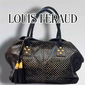 LOUIS FERAUD 루이페로 블랙 골드 스터드 Y2K 천연 가죽