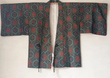 오시마 명주 겉옷 앤티크 기모노 쇼와 레트로 겉감 양호 리메이크 소재로도