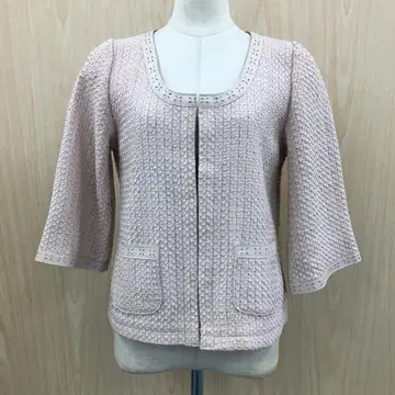 스팽글 부착 램 가죽 노카라 자켓 F0918B17