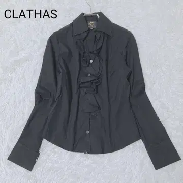 클레이서스 블라우스 프릴 셔츠 일본제 블랙 포멀 M 성인 여성
