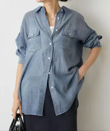 BEARDSLEY 비어즐리 쉬폰 데님 셔츠