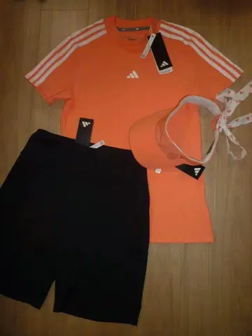 [ 새상품 M ] adidas 아디다스 골프 셔츠&팬츠&바이저 3종 세트