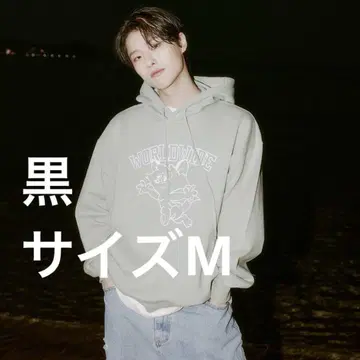 woodz 콜라보 Ames 블랙 후드티