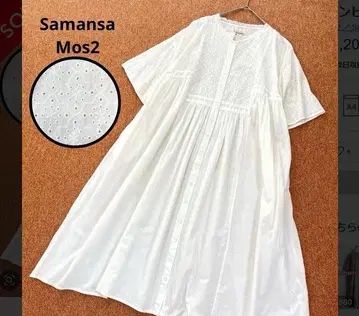 Samansa Mos2 자수 화이트 롱 원피스